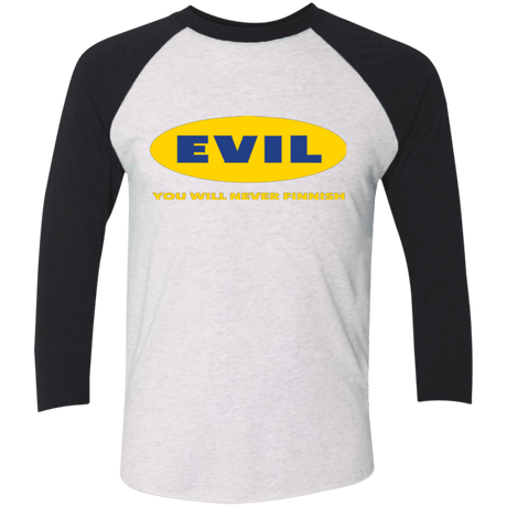T-Shirts Heather White/Vintage Black / X-Small EVIL Never Finnish Triblend 3/4 Sleeve