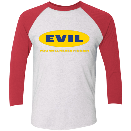 T-Shirts Heather White/Vintage Red / X-Small EVIL Never Finnish Triblend 3/4 Sleeve