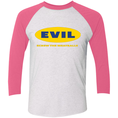 T-Shirts Heather White/Vintage Pink / X-Small EVIL Screw The Meatballs Triblend 3/4 Sleeve