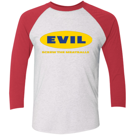 T-Shirts Heather White/Vintage Red / X-Small EVIL Screw The Meatballs Triblend 3/4 Sleeve