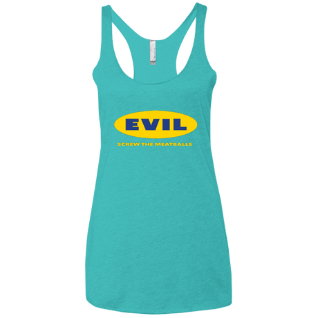 T-Shirts Tahiti Blue / X-Small EVIL Screw The Meatballs Women's Triblend Racerback Tank