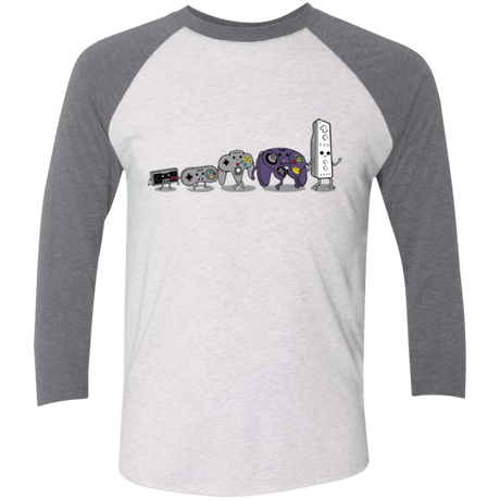 T-Shirts Heather White/Premium Heather / X-Small Evolution controller NES Triblend 3/4 Sleeve