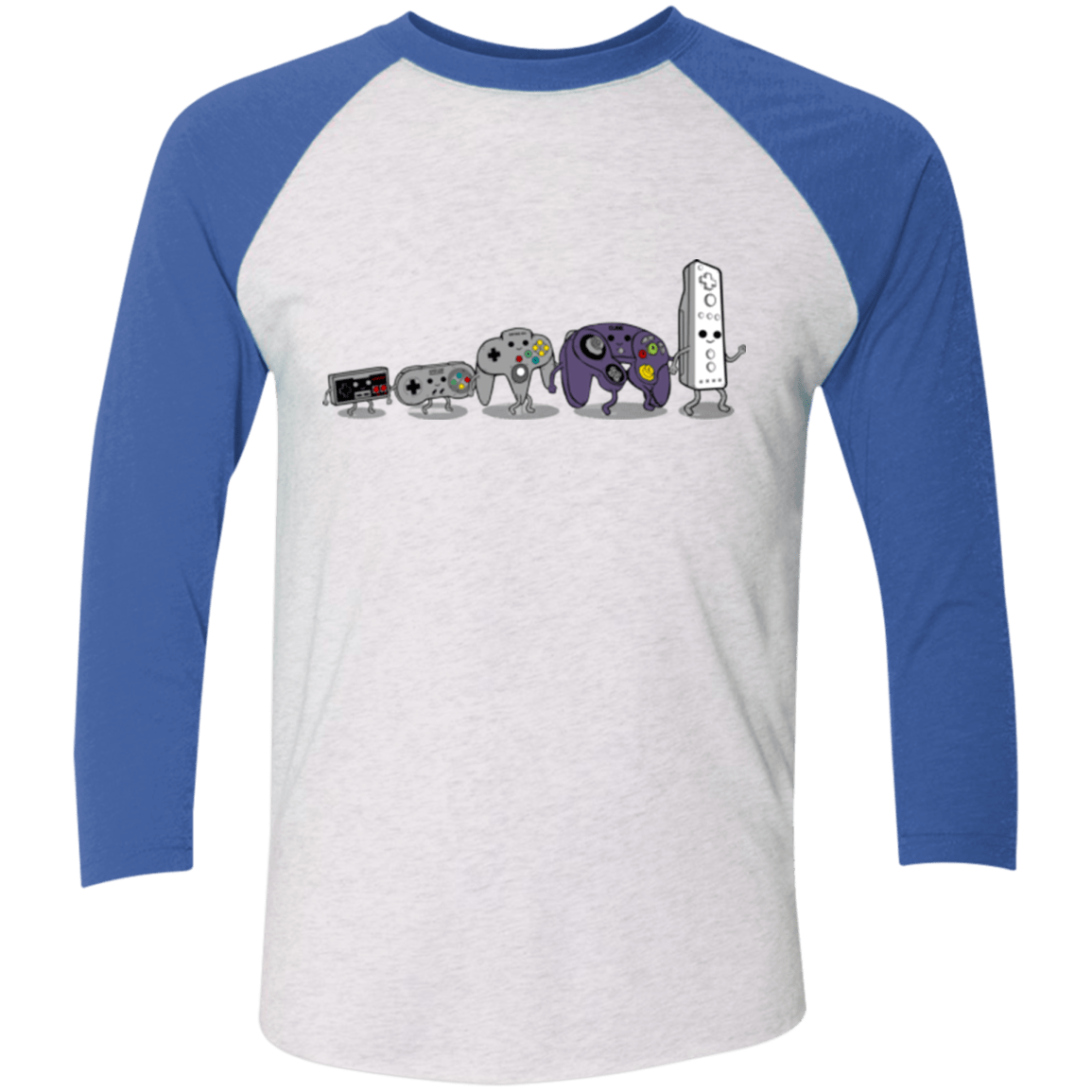 T-Shirts Heather White/Vintage Royal / X-Small Evolution controller NES Triblend 3/4 Sleeve