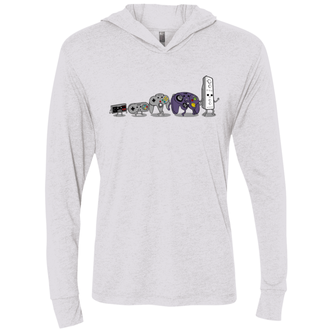 T-Shirts Heather White / X-Small Evolution controller NES Triblend Long Sleeve Hoodie Tee