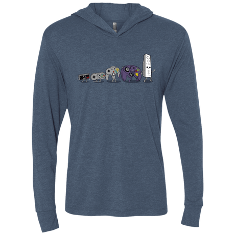 T-Shirts Indigo / X-Small Evolution controller NES Triblend Long Sleeve Hoodie Tee