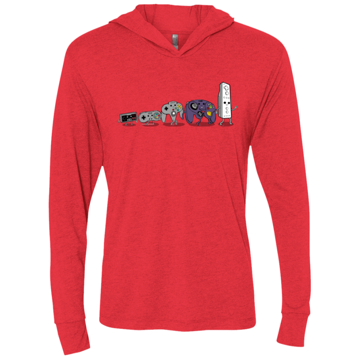 T-Shirts Vintage Red / X-Small Evolution controller NES Triblend Long Sleeve Hoodie Tee