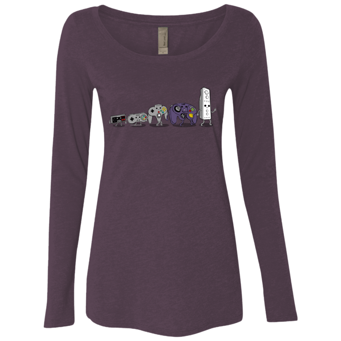 T-Shirts Vintage Purple / Small Evolution controller NES Women's Triblend Long Sleeve Shirt