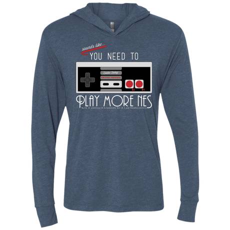 T-Shirts Indigo / X-Small Evolve Today! Play More NES Triblend Long Sleeve Hoodie Tee