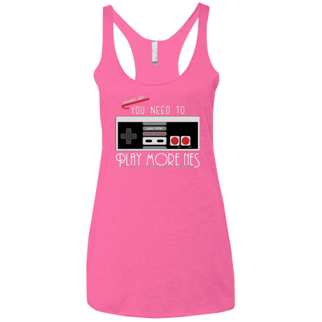 T-Shirts Vintage Pink / X-Small Evolve Today! Play More NES Women's Triblend Racerback Tank