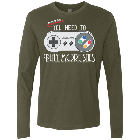 T-Shirts Military Green / Small Evolve Today! Play More SNES Men's Premium Long Sleeve