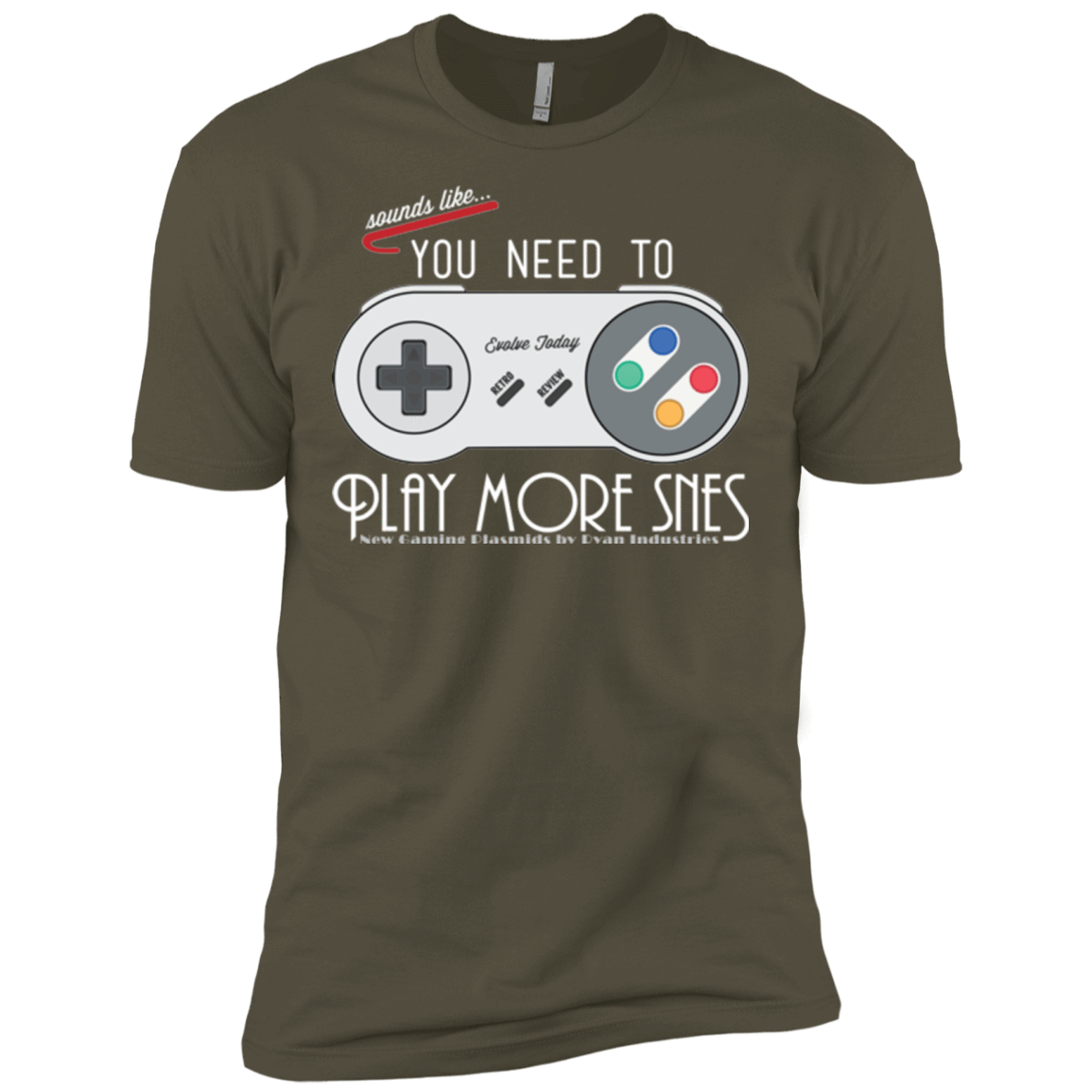 T-Shirts Military Green / X-Small Evolve Today! Play More SNES Men's Premium T-Shirt