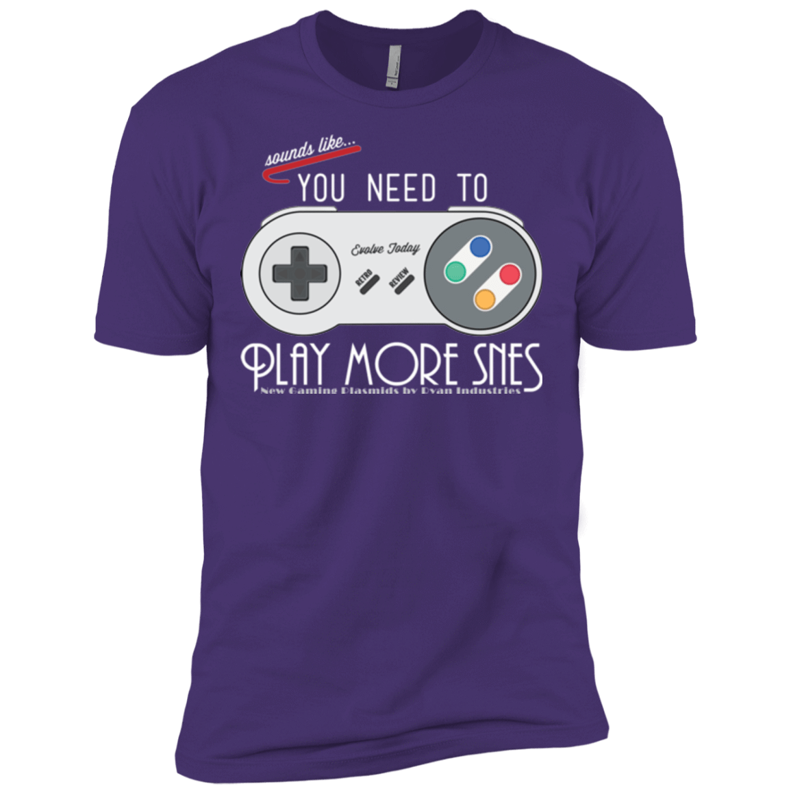 T-Shirts Purple / X-Small Evolve Today! Play More SNES Men's Premium T-Shirt