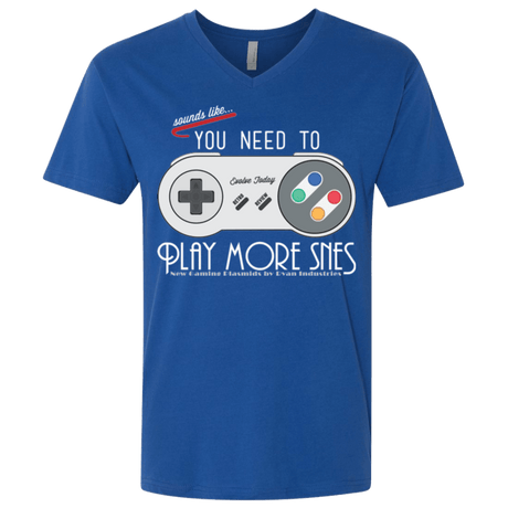 T-Shirts Royal / X-Small Evolve Today! Play More SNES Men's Premium V-Neck