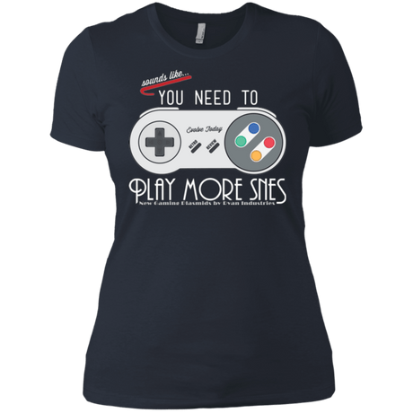 T-Shirts Indigo / X-Small Evolve Today! Play More SNES Women's Premium T-Shirt