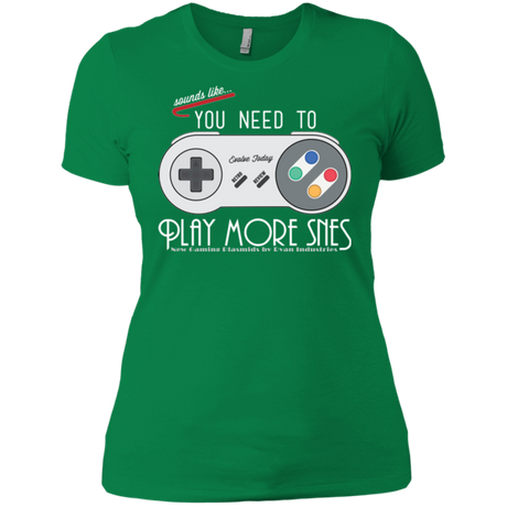 T-Shirts Kelly Green / X-Small Evolve Today! Play More SNES Women's Premium T-Shirt