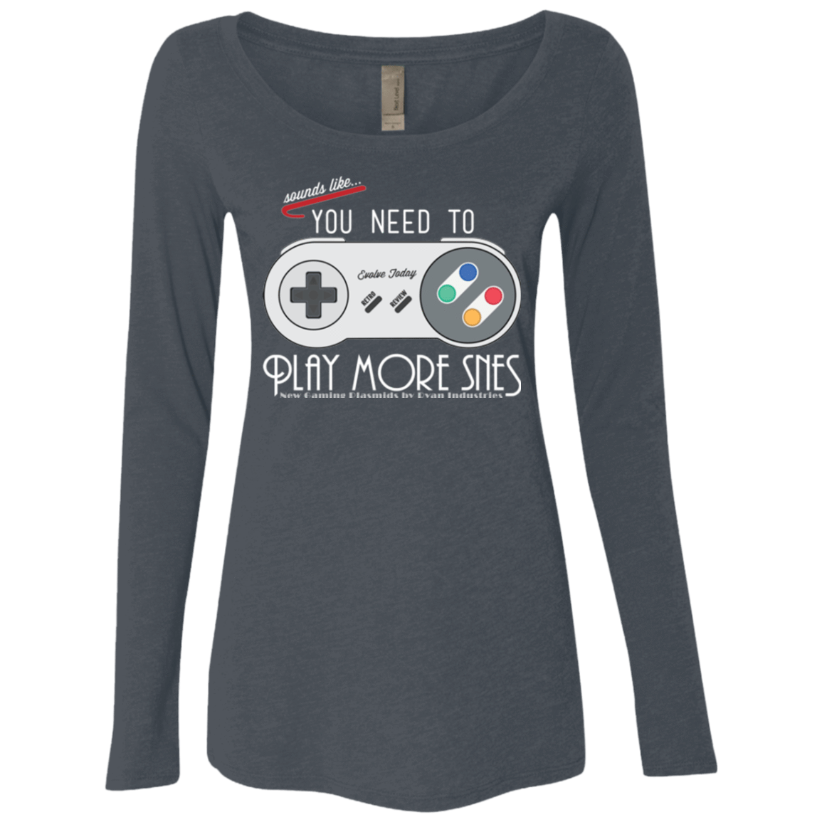 T-Shirts Vintage Navy / Small Evolve Today! Play More SNES Women's Triblend Long Sleeve Shirt