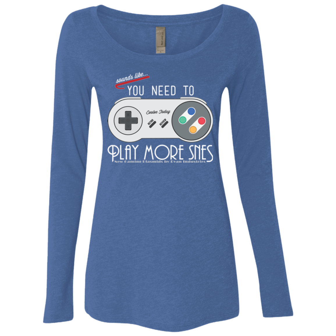 T-Shirts Vintage Royal / Small Evolve Today! Play More SNES Women's Triblend Long Sleeve Shirt
