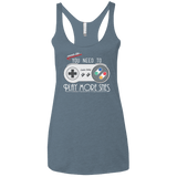 T-Shirts Indigo / X-Small Evolve Today! Play More SNES Women's Triblend Racerback Tank