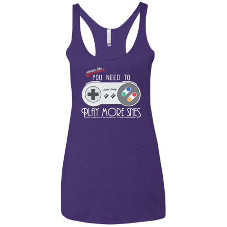 T-Shirts Purple / X-Small Evolve Today! Play More SNES Women's Triblend Racerback Tank