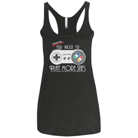 T-Shirts Vintage Black / X-Small Evolve Today! Play More SNES Women's Triblend Racerback Tank