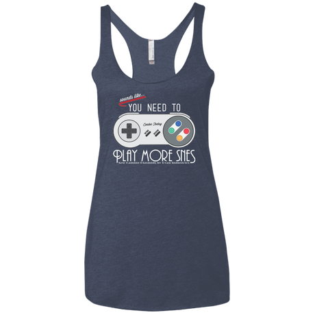 T-Shirts Vintage Navy / X-Small Evolve Today! Play More SNES Women's Triblend Racerback Tank