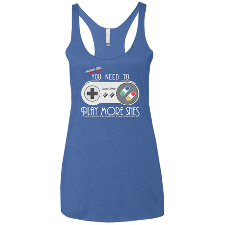T-Shirts Vintage Royal / X-Small Evolve Today! Play More SNES Women's Triblend Racerback Tank