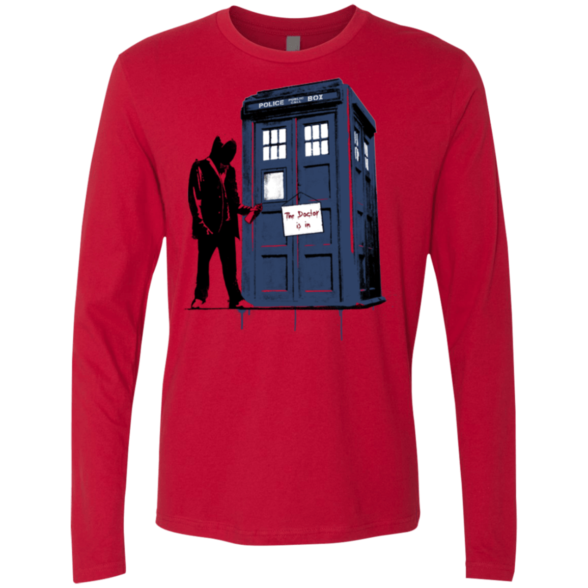 T-Shirts Red / Small Exit Through Tardis Men's Premium Long Sleeve