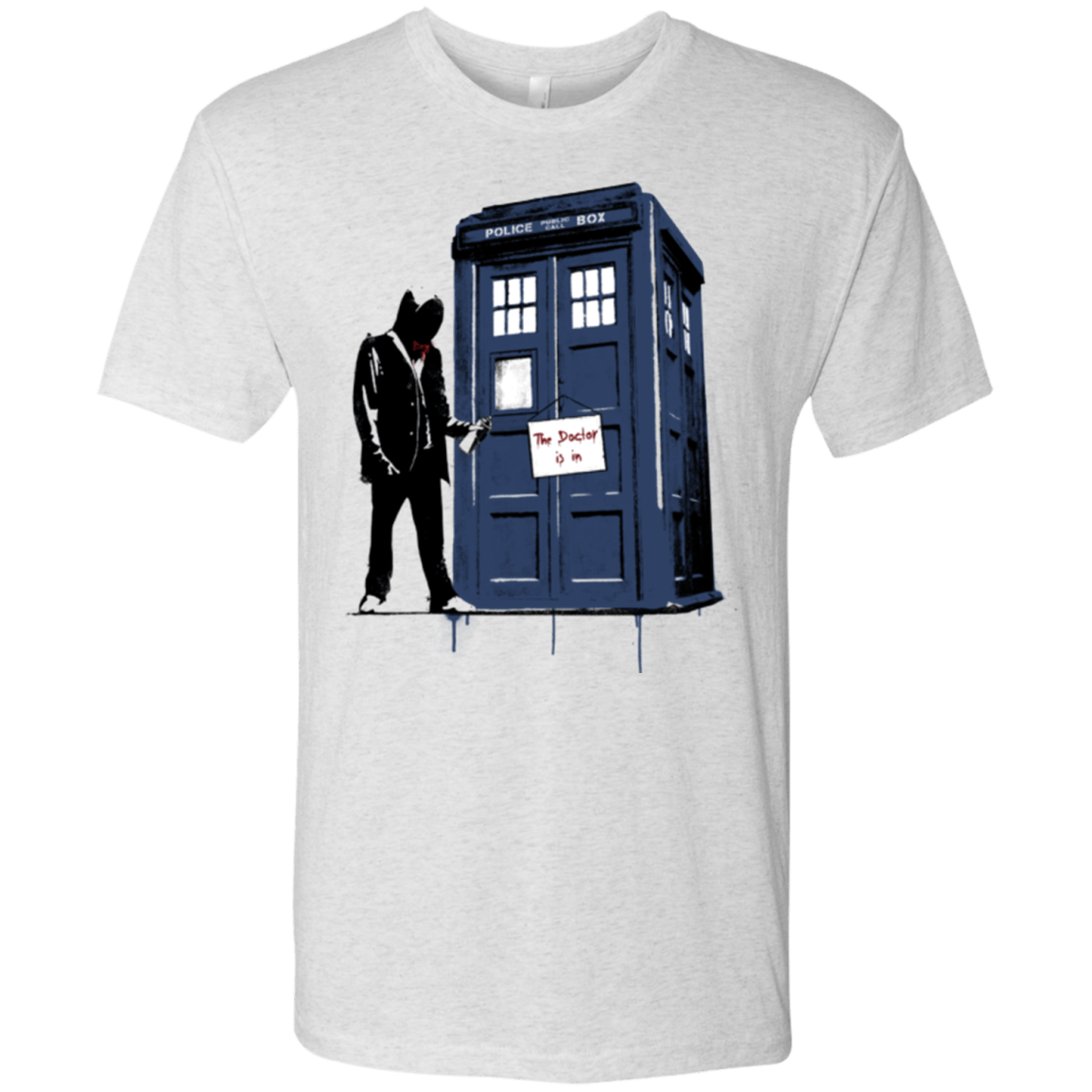 T-Shirts Heather White / Small Exit Through Tardis Men's Triblend T-Shirt