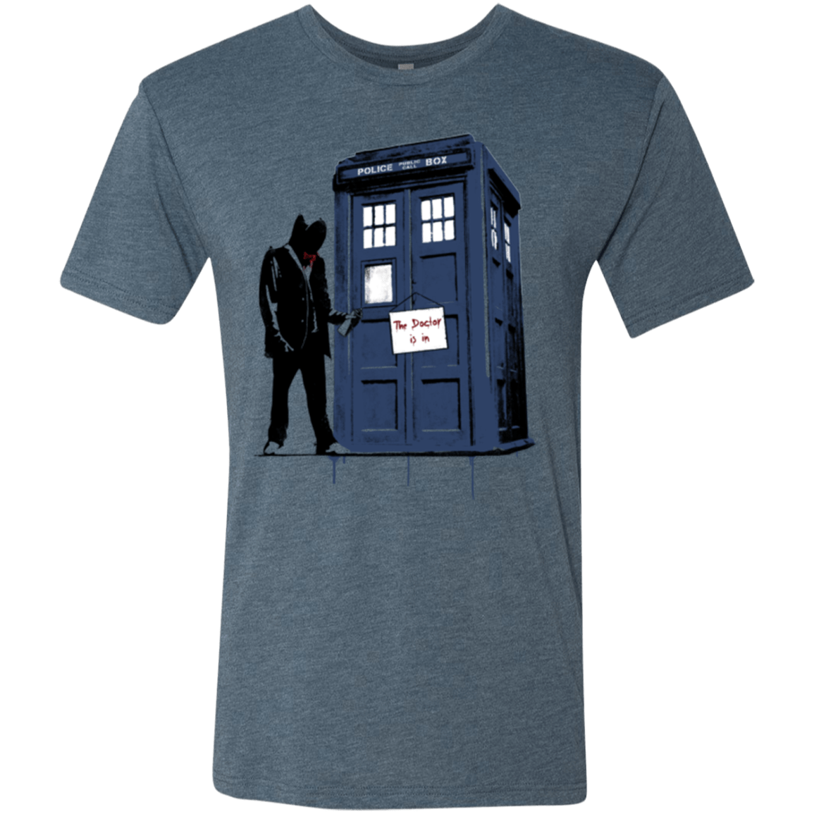 T-Shirts Indigo / Small Exit Through Tardis Men's Triblend T-Shirt