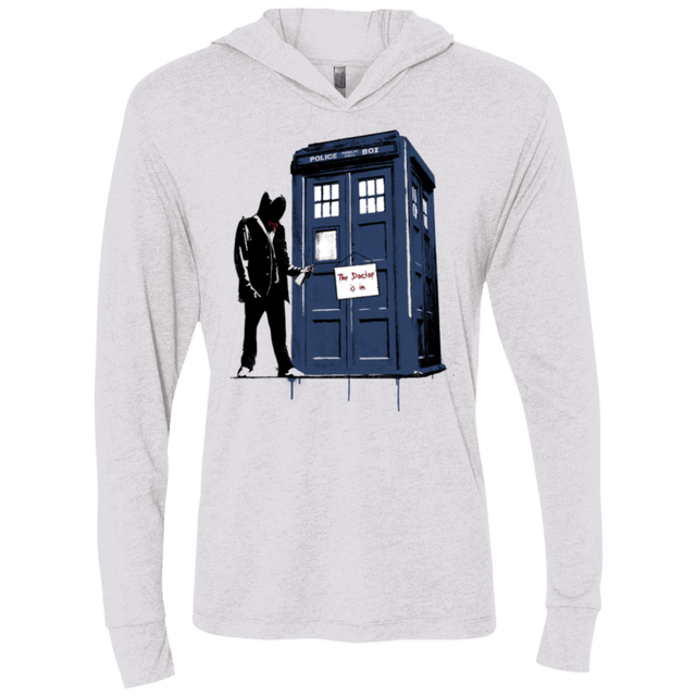T-Shirts Heather White / X-Small Exit Through Tardis Triblend Long Sleeve Hoodie Tee