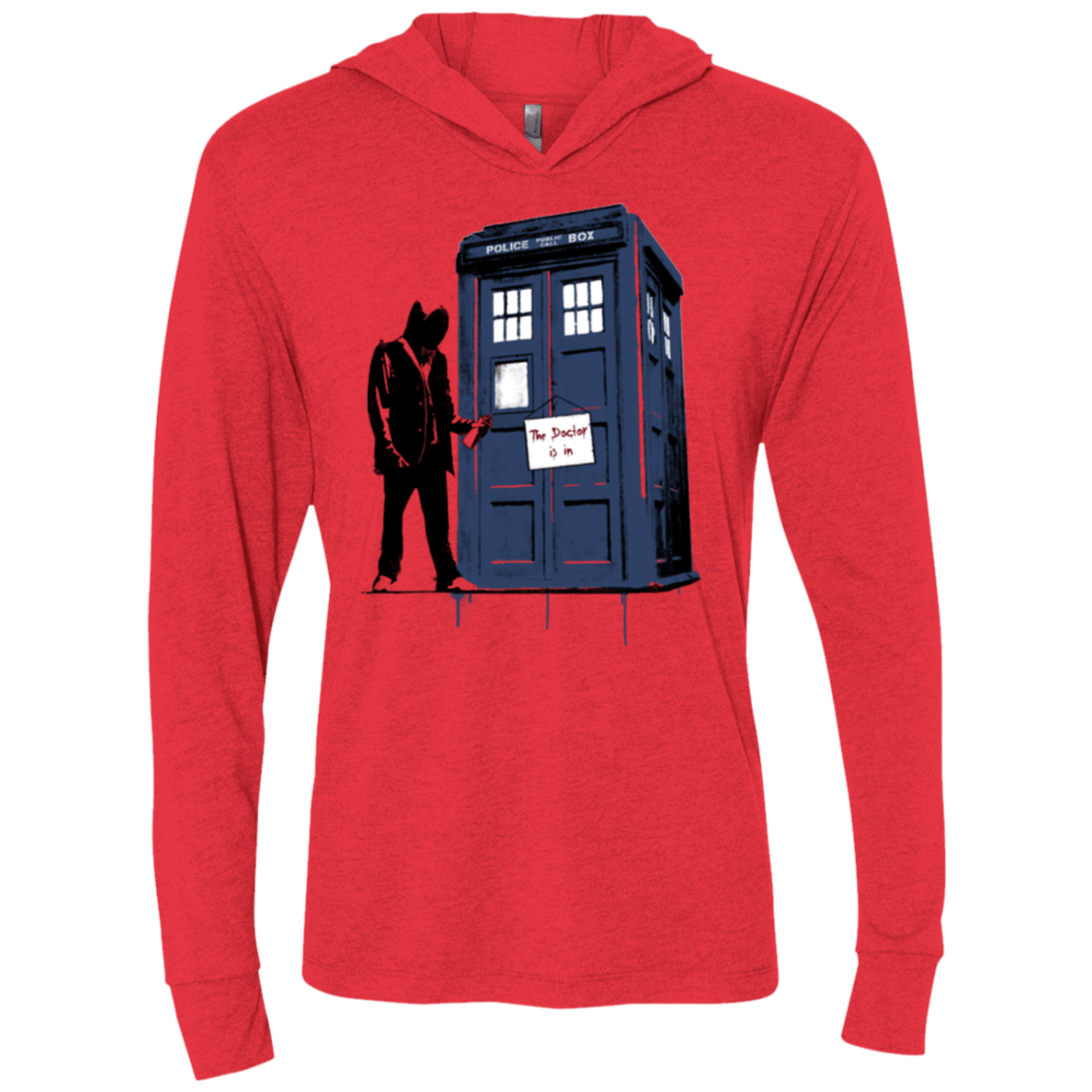 T-Shirts Vintage Red / X-Small Exit Through Tardis Triblend Long Sleeve Hoodie Tee