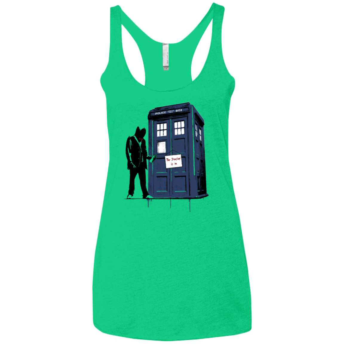 T-Shirts Envy / X-Small Exit Through Tardis Women's Triblend Racerback Tank