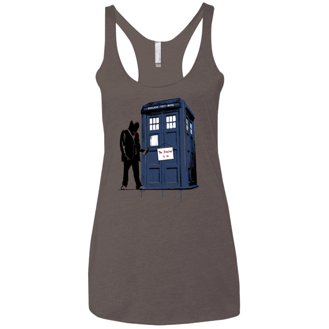 T-Shirts Macchiato / X-Small Exit Through Tardis Women's Triblend Racerback Tank