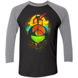 T-Shirts Vintage Black/Premium Heather / X-Small Face of Metroid Men's Triblend 3/4 Sleeve