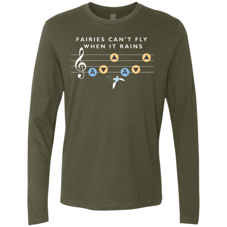 T-Shirts Military Green / Small Fairies Can't Fly When It Rains Men's Premium Long Sleeve