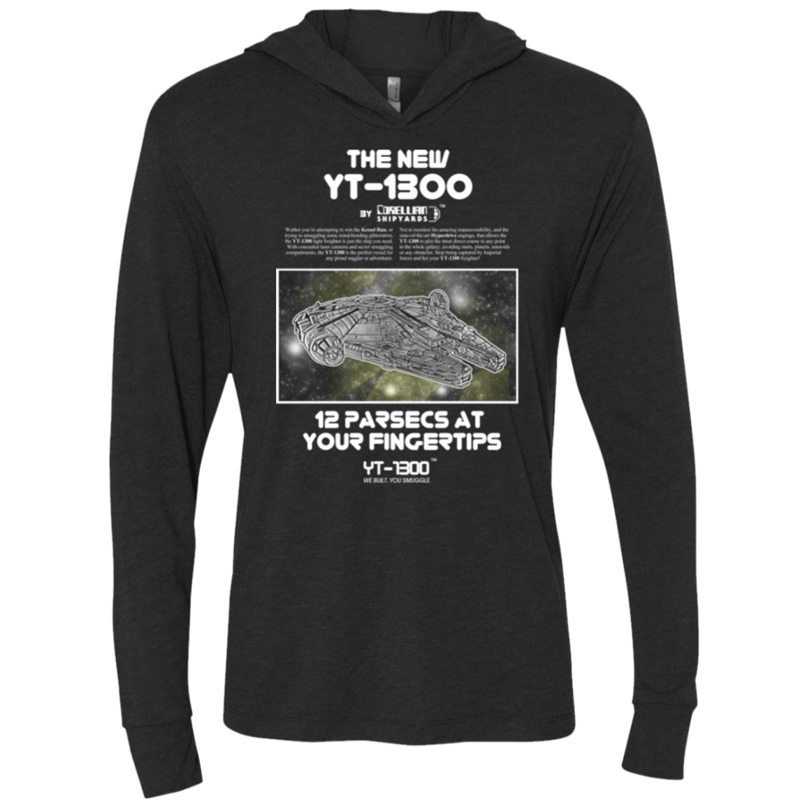 T-Shirts Vintage Black / X-Small Falcon YT-3000 Triblend Long Sleeve Hoodie Tee