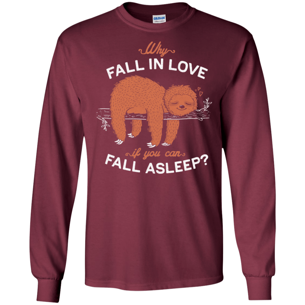 T-Shirts Maroon / S Fall Asleep Men's Long Sleeve T-Shirt