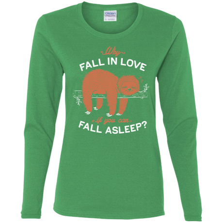 T-Shirts Irish Green / S Fall Asleep Women's Long Sleeve T-Shirt