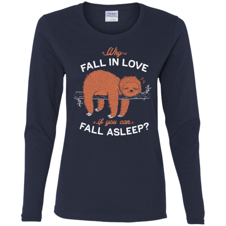 T-Shirts Navy / S Fall Asleep Women's Long Sleeve T-Shirt