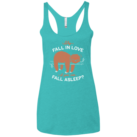 T-Shirts Tahiti Blue / X-Small Fall Asleep Women's Triblend Racerback Tank