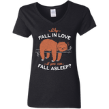 T-Shirts Black / S Fall Asleep Women's V-Neck T-Shirt