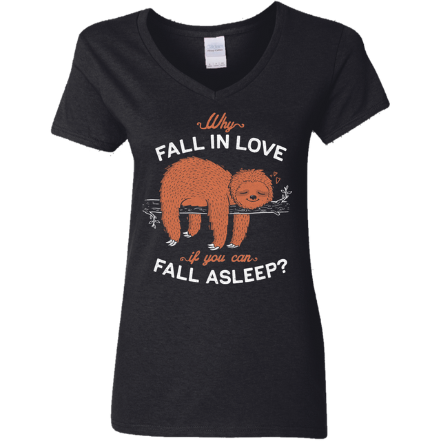 T-Shirts Black / S Fall Asleep Women's V-Neck T-Shirt