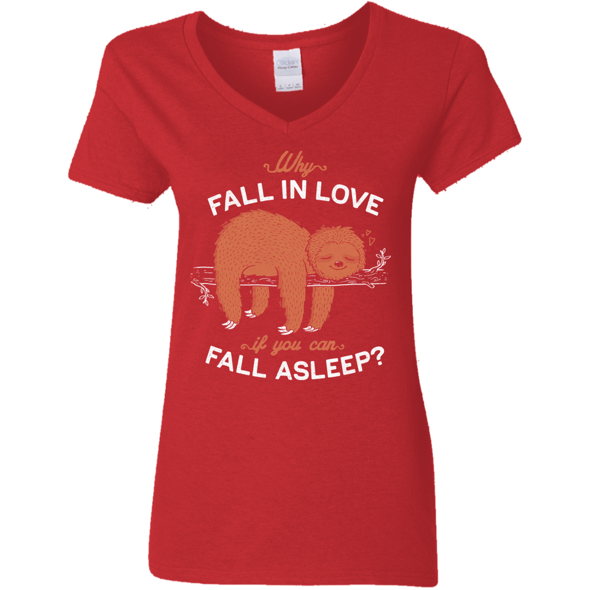 T-Shirts Red / S Fall Asleep Women's V-Neck T-Shirt