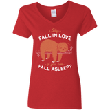 T-Shirts Red / S Fall Asleep Women's V-Neck T-Shirt