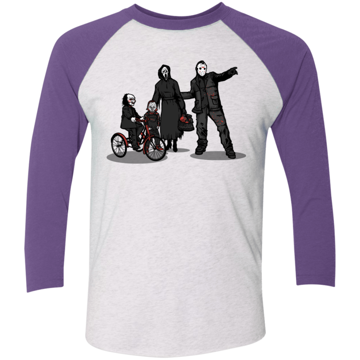 T-Shirts Heather White/Purple Rush / X-Small Family Values Men's Triblend 3/4 Sleeve