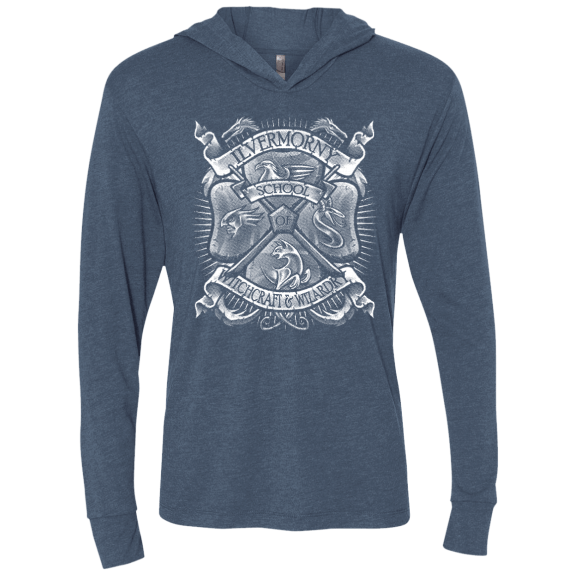 T-Shirts Indigo / X-Small Fantastic Crest Triblend Long Sleeve Hoodie Tee