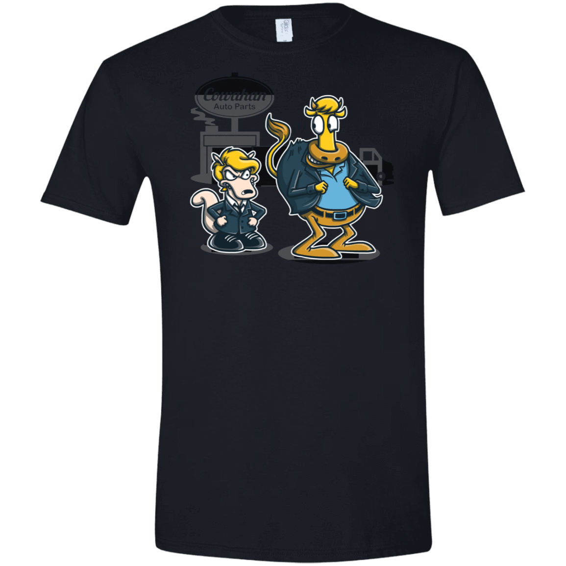 T-Shirts Black / X-Small Fat Cow in a Little Coat Men's Semi-Fitted Softstyle