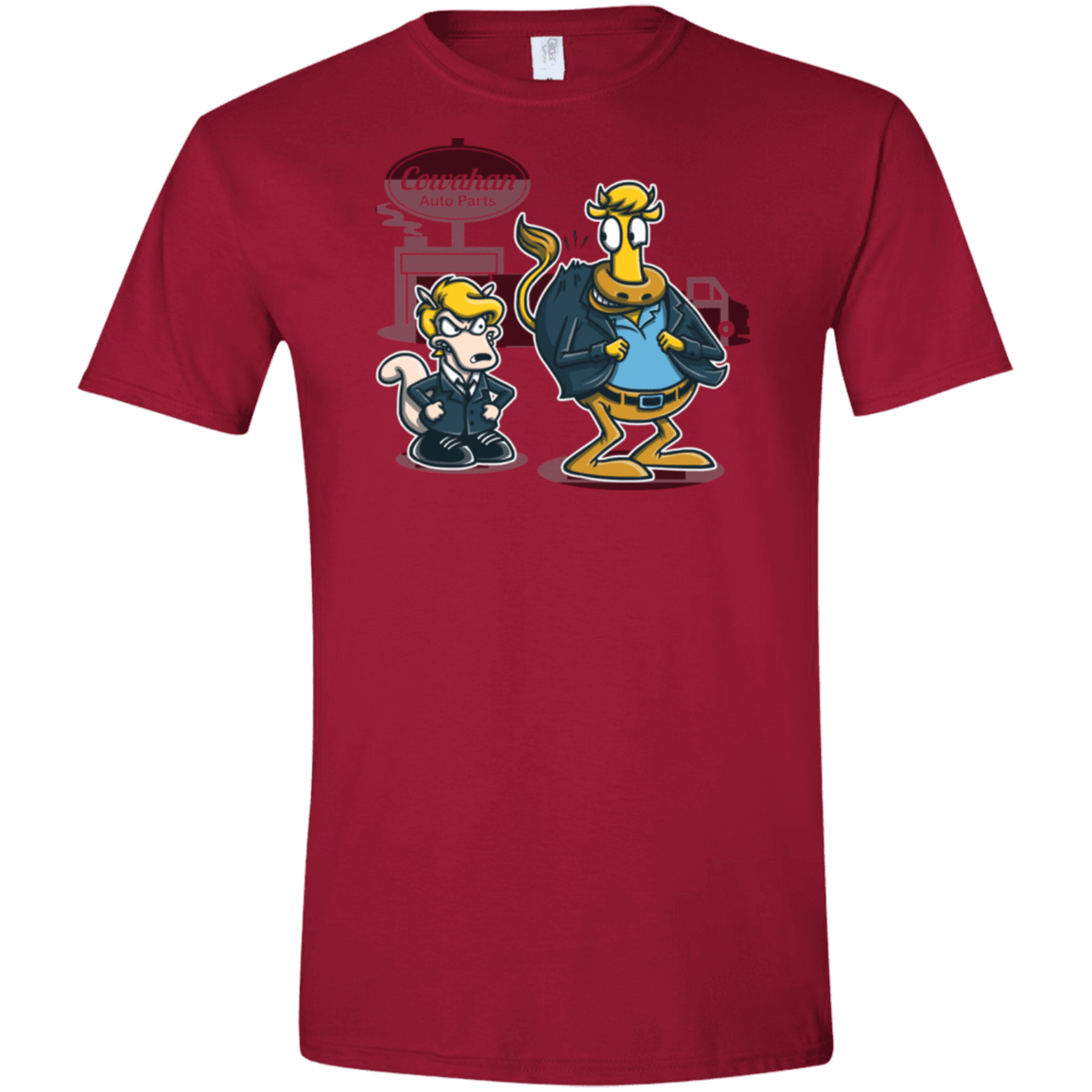 T-Shirts Cardinal Red / S Fat Cow in a Little Coat Men's Semi-Fitted Softstyle