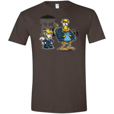 T-Shirts Dark Chocolate / S Fat Cow in a Little Coat Men's Semi-Fitted Softstyle