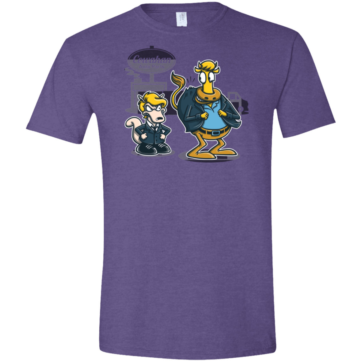 T-Shirts Heather Purple / S Fat Cow in a Little Coat Men's Semi-Fitted Softstyle